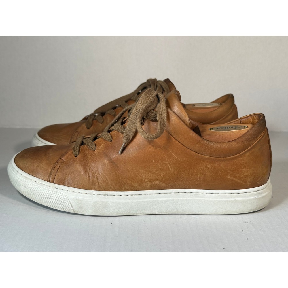 Aquatalia Men's Leather Brown Casual Sneakers Size 10 Made in Italy